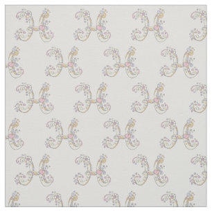 Letter H monogram decorative text custom fabric