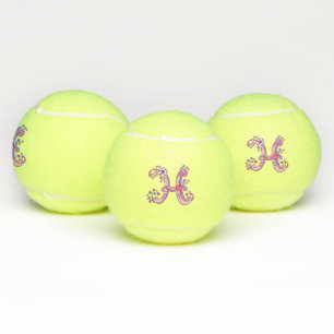 Letter H monogram girls personalised doodle art Tennis Balls