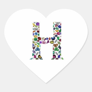 Letter H Monogram Heart Sticker