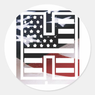 Letter H Monogram Initial Patriotic USA Flag Classic Round Sticker