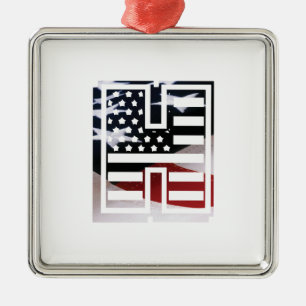 Letter H Monogram Initial USA Metal Tree Decoration