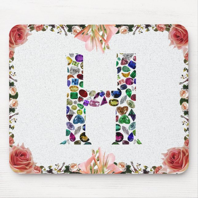 Letter H Monogram Mouse Mat (Front)