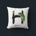 Letter H Monogram Palm Leaves Tropical Cushion<br><div class="desc">Customisable letter H monogram pillow featuring watercolor tropical palm leaf,  faux gold foil leaf and black watercolor brush accents. Personalise this tropical monogram pillow by adding your name or other details. This boho letter H monogram pillow will be perfect as a gift. Other letters are available.</div>