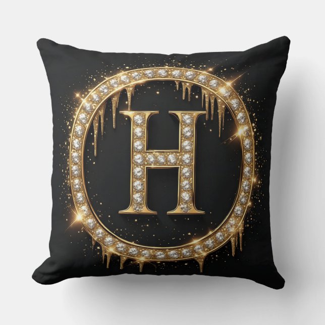Letter H Monogram Personal Initial Gift  Cushion (Front)