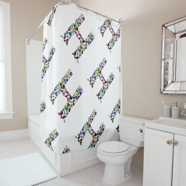 Letter H Monogram Shower Curtain (In Situ)