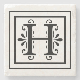 Letter H Monogram Stone Coasters