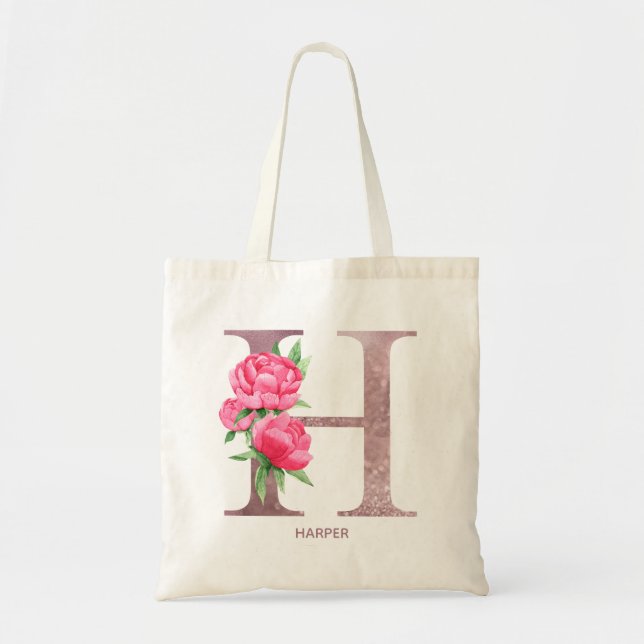 Letter H Personalised name monogram bridesmaid    Tote Bag (Front)