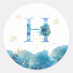 *~*  LETTER  H - Sea Ocean Beach Envelope  Sticker