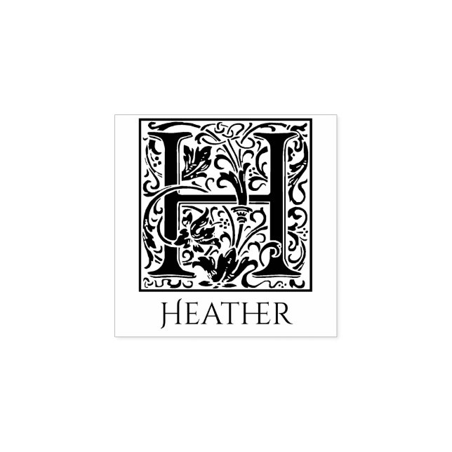 Letter H Vintage First Letter Personalised Rubber Stamp (Imprint)