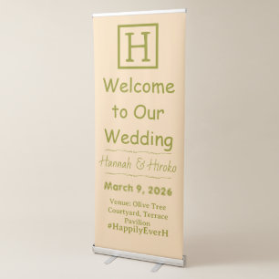 Letter H — Wedding Welcome Signage Large Vertical Retractable Banner