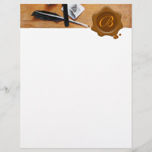 LETTER HOLDER IN WOOD BROWN WAX SEAL MONOGRAM