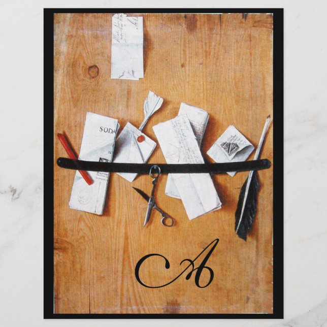 LETTER HOLDER IN WOOD MONOGRAM brown white black (Front)