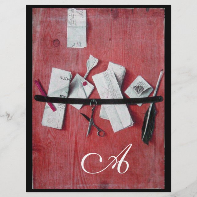 LETTER HOLDER IN WOOD MONOGRAM red white black (Front)