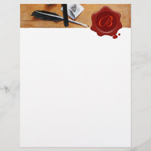 LETTER HOLDER IN WOOD RED WAX SEAL MONOGRAM brown