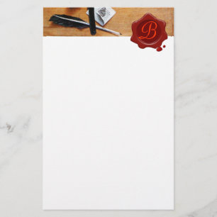 LETTER HOLDER IN WOOD RED WAX SEAL MONOGRAM brown Stationery