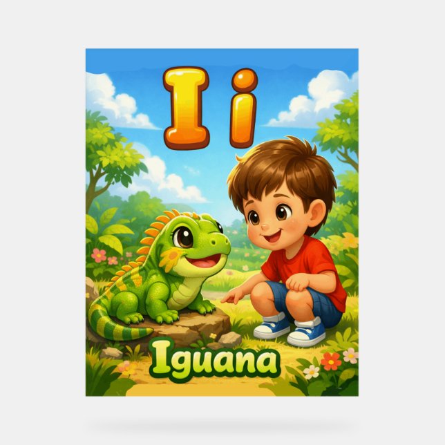 Letter I Alphabet Poster – I is for Iguana (Front)