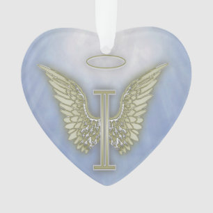 Letter I Angel Monogram Ornament