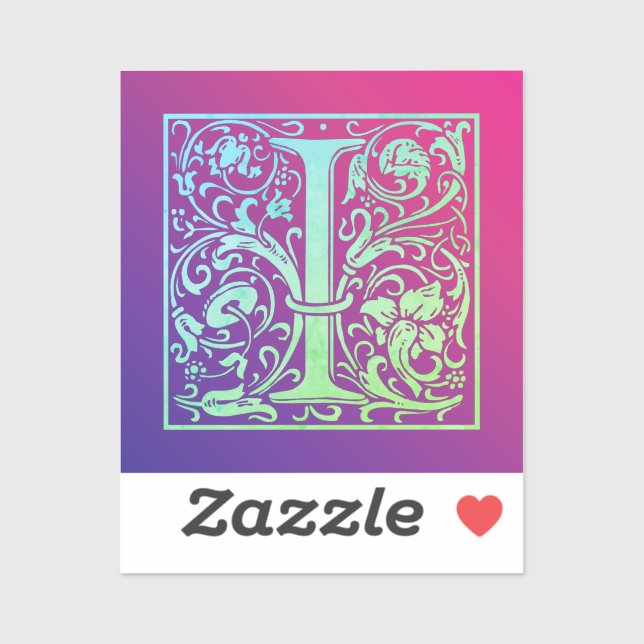 Letter I Colourful Vintage First Letter Gradient (Sheet)
