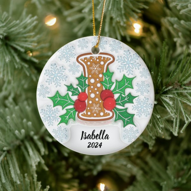 Letter I Custom Name Christmas  Ceramic Tree Decoration (Tree)