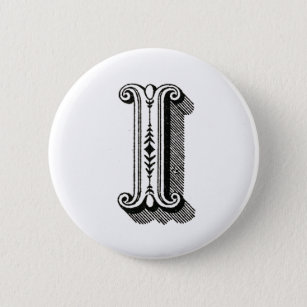 letter i, letters i, typography i, alphabet i 6 cm round badge