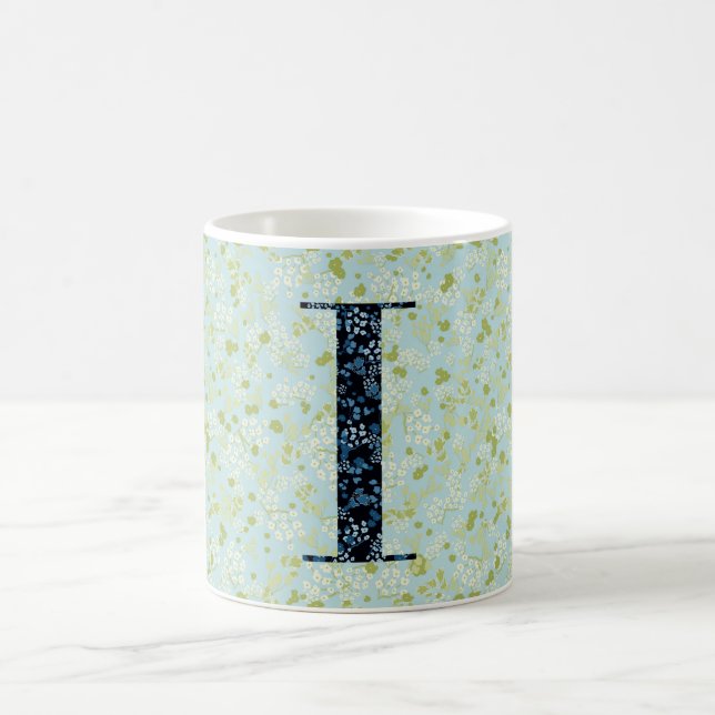 Letter I light green and blue liberty Coffee Mug (Center)