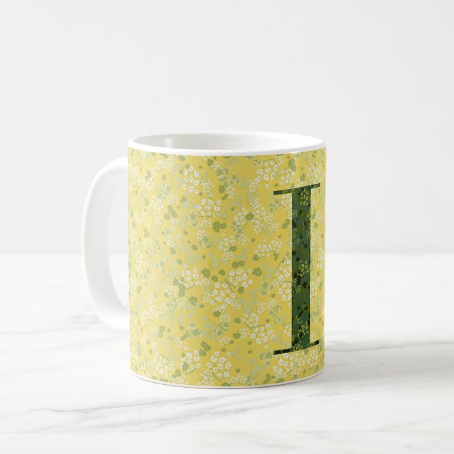 Letter I light yellow and dark green liberty Coffee Mug (Front Left)