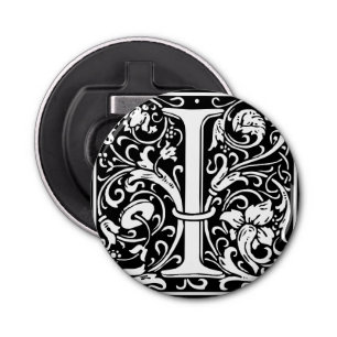 Letter I Mediaeval Monogram Art Nouveau Bottle Opener