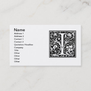 Letter I Mediaeval Monogram Art Nouveau Business Card