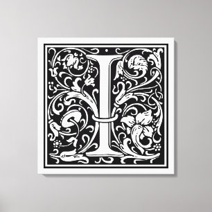 Letter I Mediaeval Monogram Art Nouveau Canvas Print
