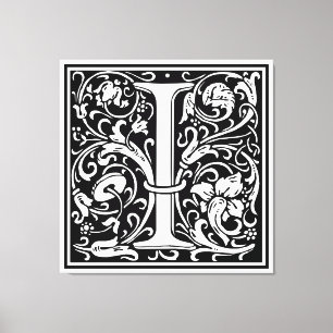 Letter I Mediaeval Monogram Art Nouveau Canvas Print