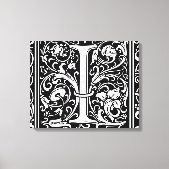 Letter I Mediaeval Monogram Art Nouveau Canvas Print (Front)