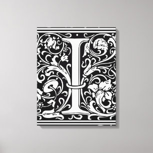 Letter I Mediaeval Monogram Art Nouveau Canvas Print