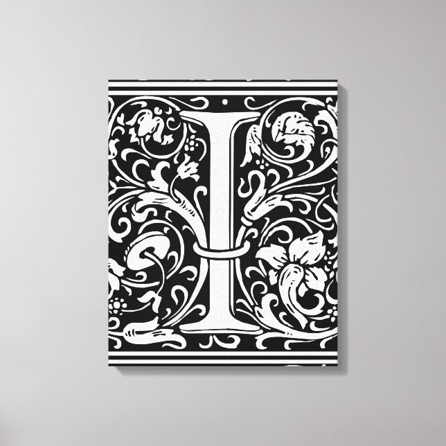 Letter I Mediaeval Monogram Art Nouveau Canvas Print (Front)