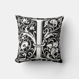 Letter I Mediaeval Monogram Art Nouveau Cushion