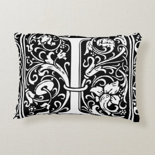 Letter I Mediaeval Monogram Art Nouveau Decorative Cushion