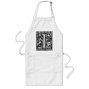 Letter I Mediaeval Monogram Art Nouveau Long Apron