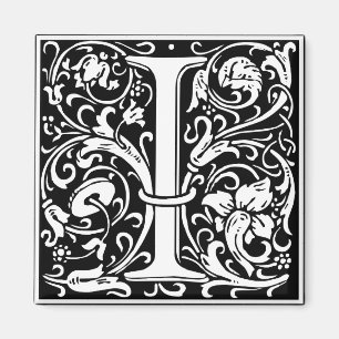 Letter I Mediaeval Monogram Art Nouveau Magnet