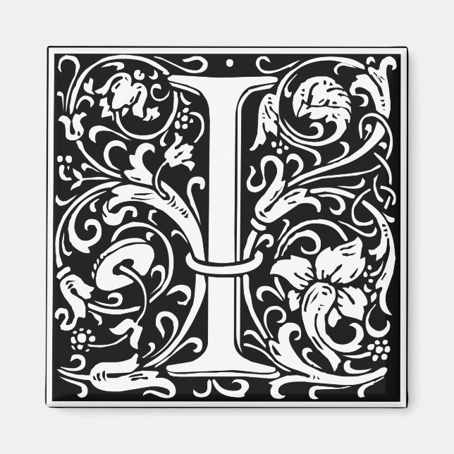 Letter I Mediaeval Monogram Art Nouveau Magnet (Front)