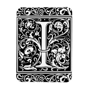 Letter I Mediaeval Monogram Art Nouveau Magnet