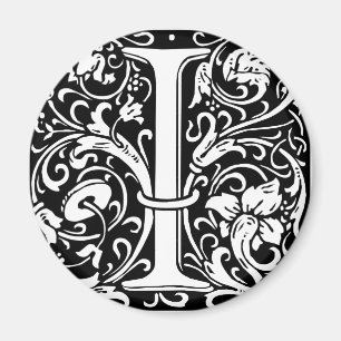Letter I Mediaeval Monogram Art Nouveau Magnet