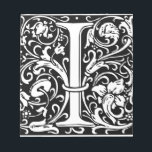 Letter I Mediaeval Monogram Art Nouveau Notepad<br><div class="desc">This initial I is part of a complete series of upper case William Morris inspired typography initials. The black and white lettering is highly decorative, styled after the fancy typography of the middle ages. Cute and trendy, this is a vintage chic monogram I - letter I- swirly I . Customise...</div>