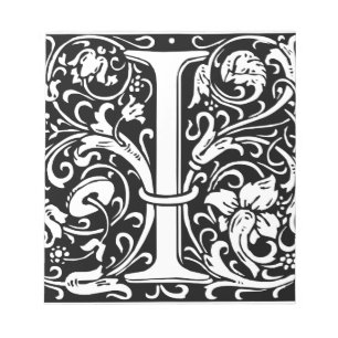 Letter I Mediaeval Monogram Art Nouveau Notepad