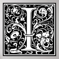 Letter I Mediaeval Monogram Art Nouveau