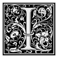 Letter I Mediaeval Monogram Art Nouveau