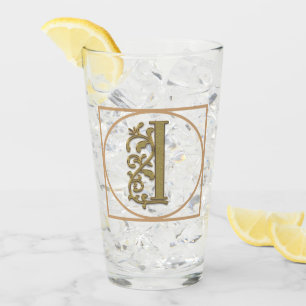 LETTER I MONOGRAM Beautiful Wedding New Home Gift Glass