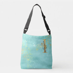 *~ LETTER I - Monogram Gold Glitter Turquoise Blue Crossbody Bag