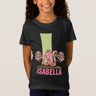 Letter I Monogram Pink and Green Inchworm T-Shirt