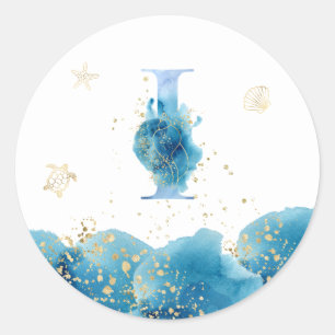 *~*  LETTER  I - Sea Ocean Beach Envelope  Sticker