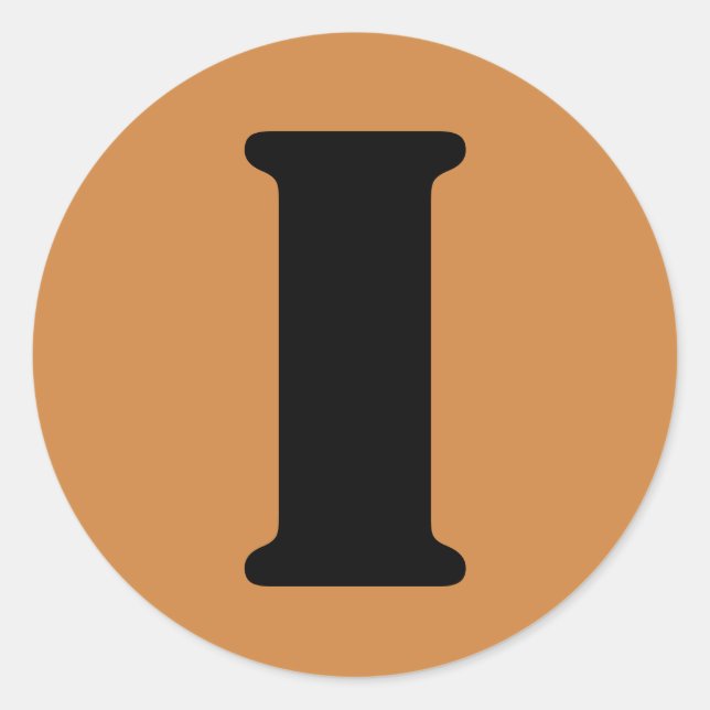Letter I Stencil Alphabet by Janz Peru Gold Classic Round Sticker (Front)