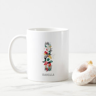 Letter I   Whimsical Floral Letter Monogram I Mug